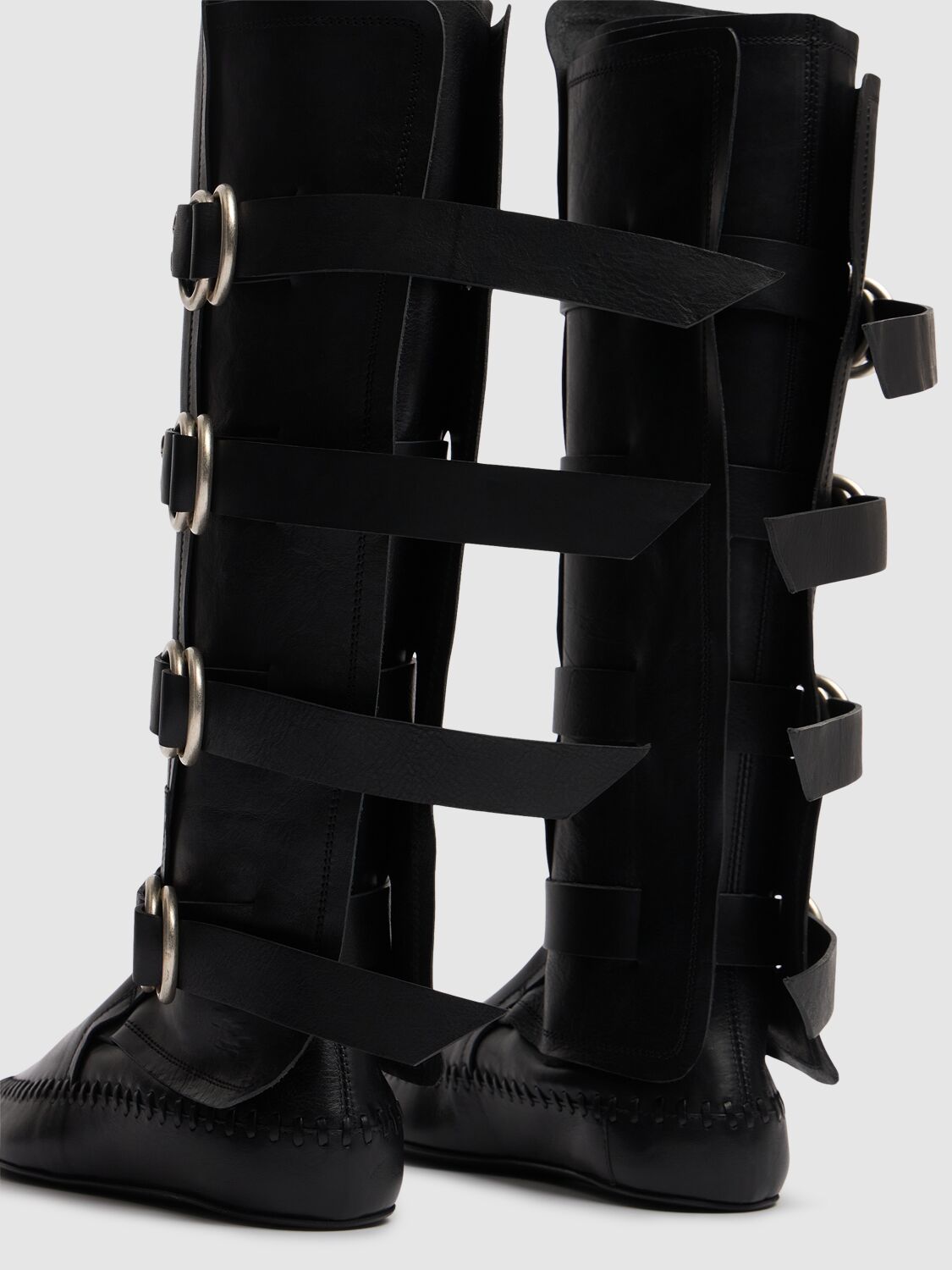 Shop Ann Demeulemeester 10mm Siver Leather Boots