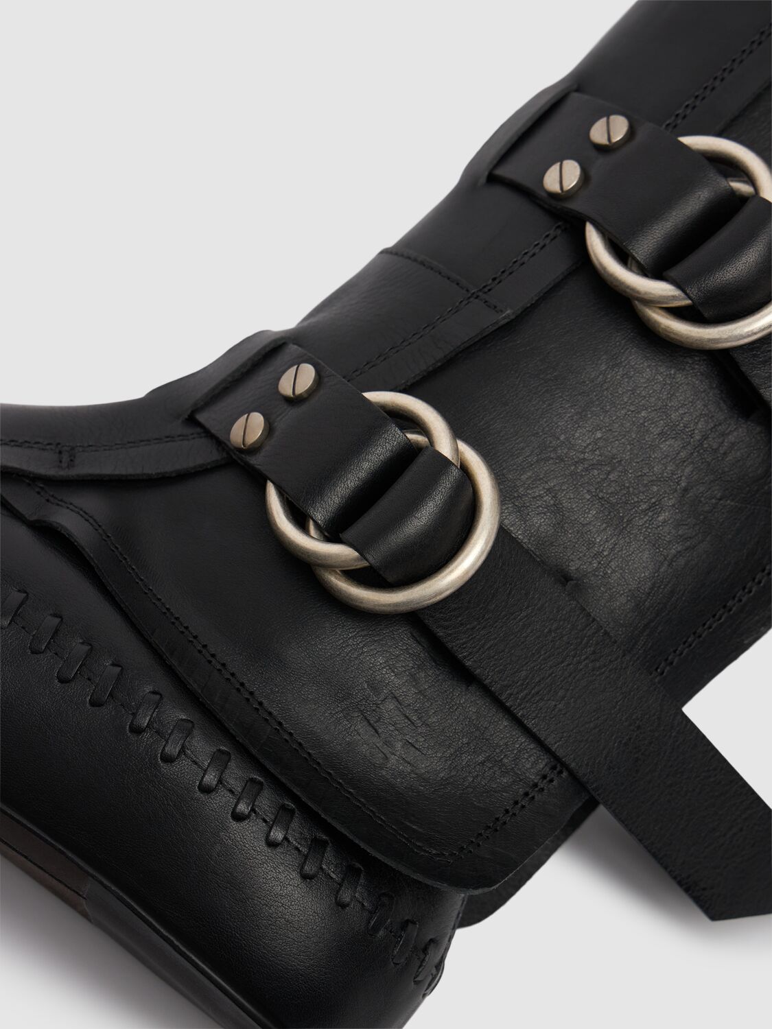 Shop Ann Demeulemeester 10mm Siver Leather Boots