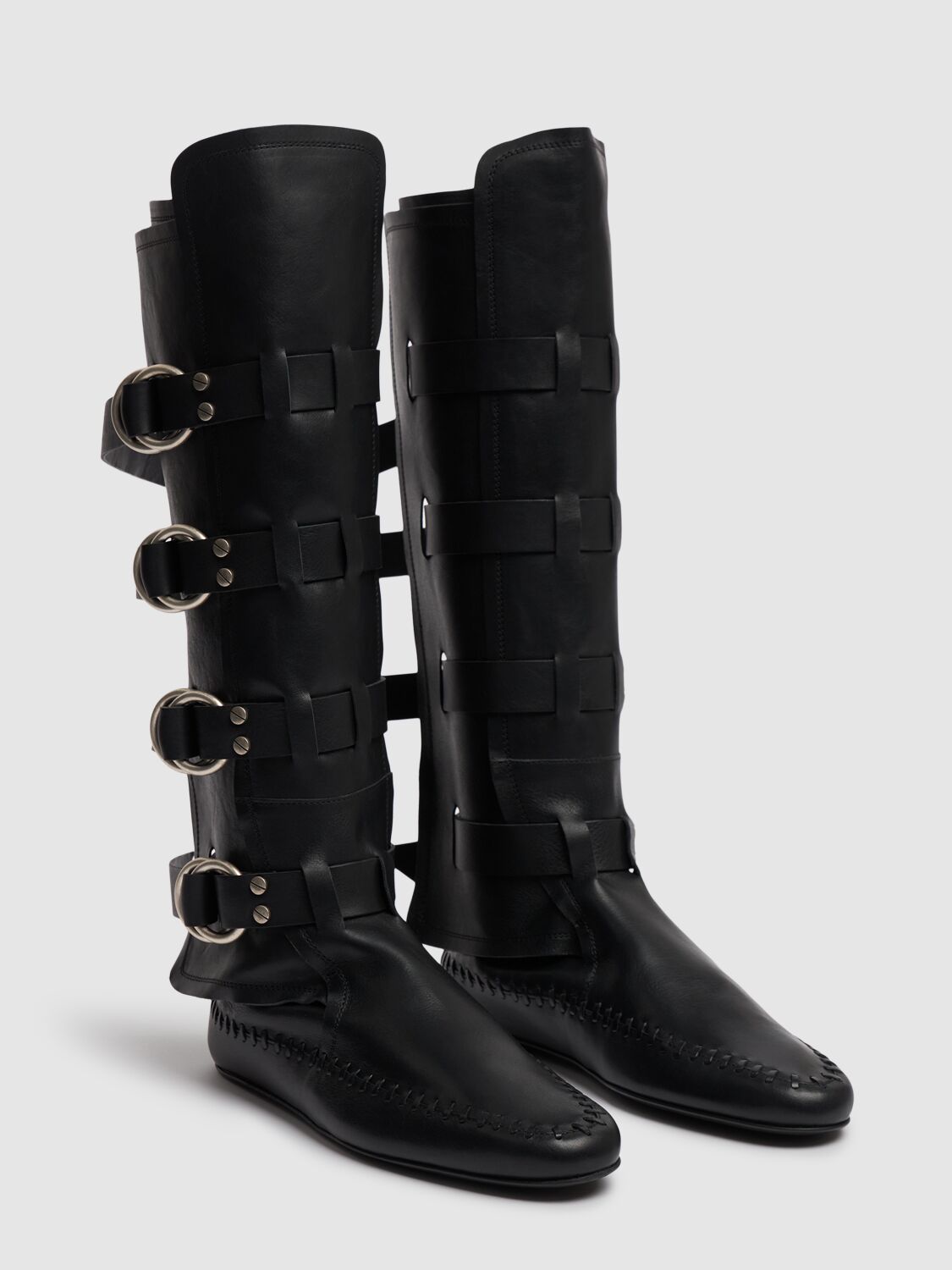 Shop Ann Demeulemeester 10mm Siver Leather Boots