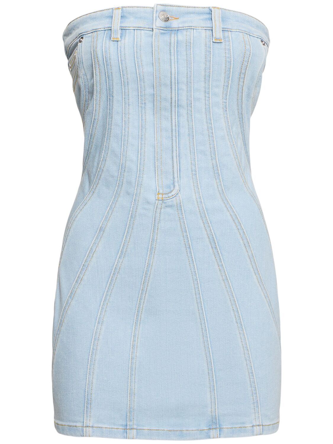 Stretch Denim Strapless Mini Dress