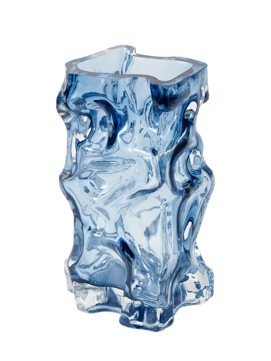 Dark Blue Ice Glass Vase