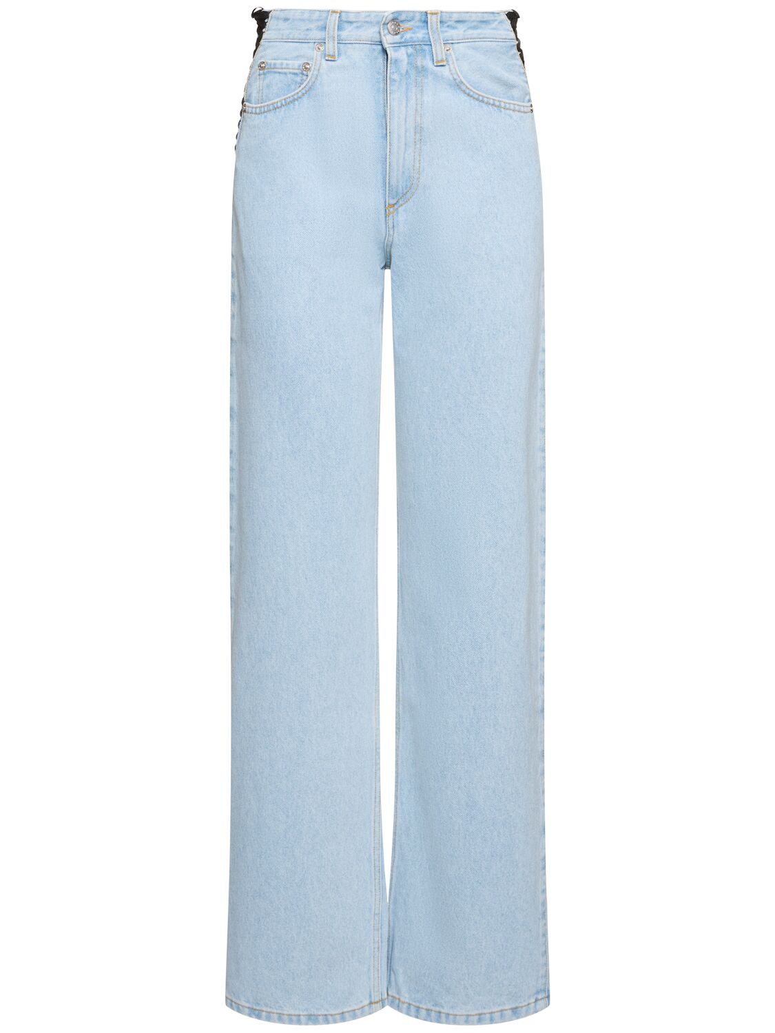 MUGLER Lace-up Detail Straight Jeans