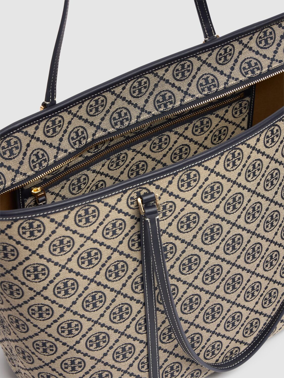 Tory Burch T Monogram Canvas Zip Tote Bag