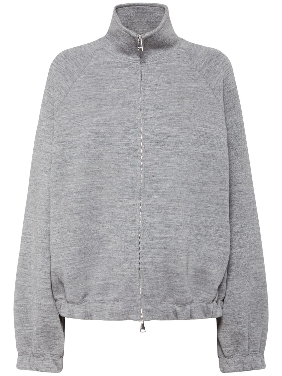 Max Mara Frine Wool Blend Zip-up Sweatshirt In Gray