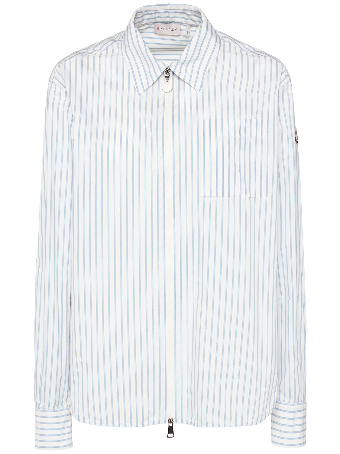 Moncler Striped Nylon Hooded Zip-up Shirt Jacket