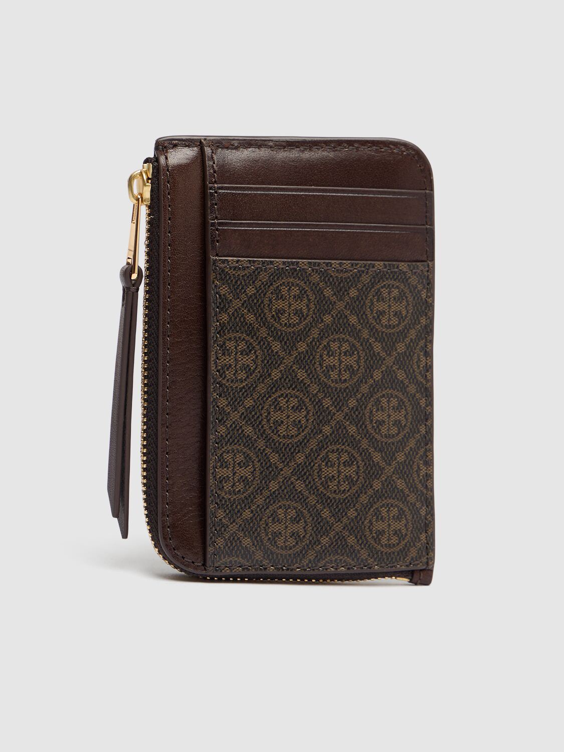 TORY BURCH T MONOGRAM COATED CANVAS ZIP CARD CASE 