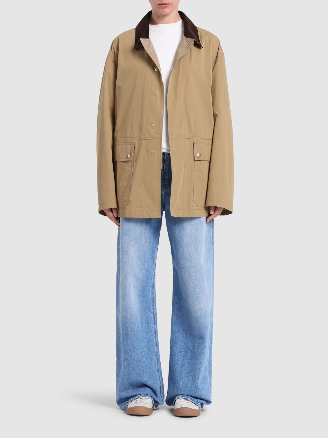 The Row Frank Oversize Gabardine Jacket In Brown/beige