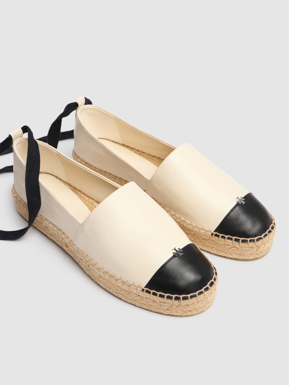 TORY BURCH 20MM CAP-TOE LEATHER ESPADRILLES 
