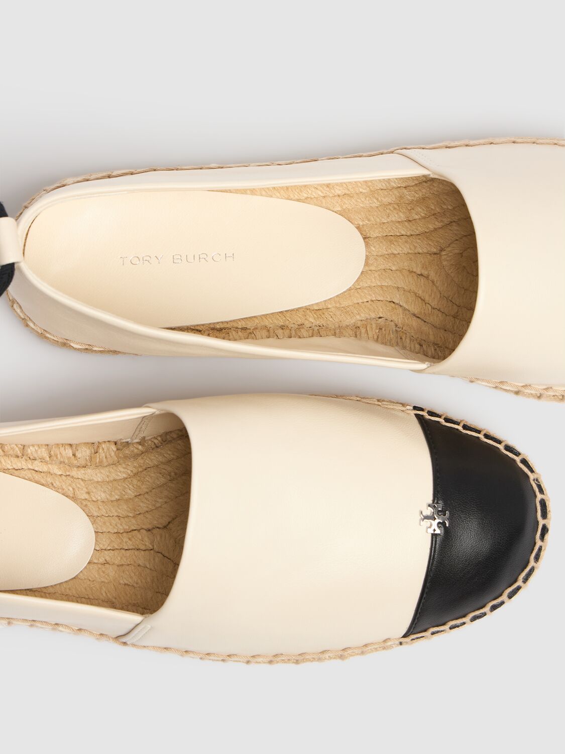 TORY BURCH 20MM CAP-TOE LEATHER ESPADRILLES 