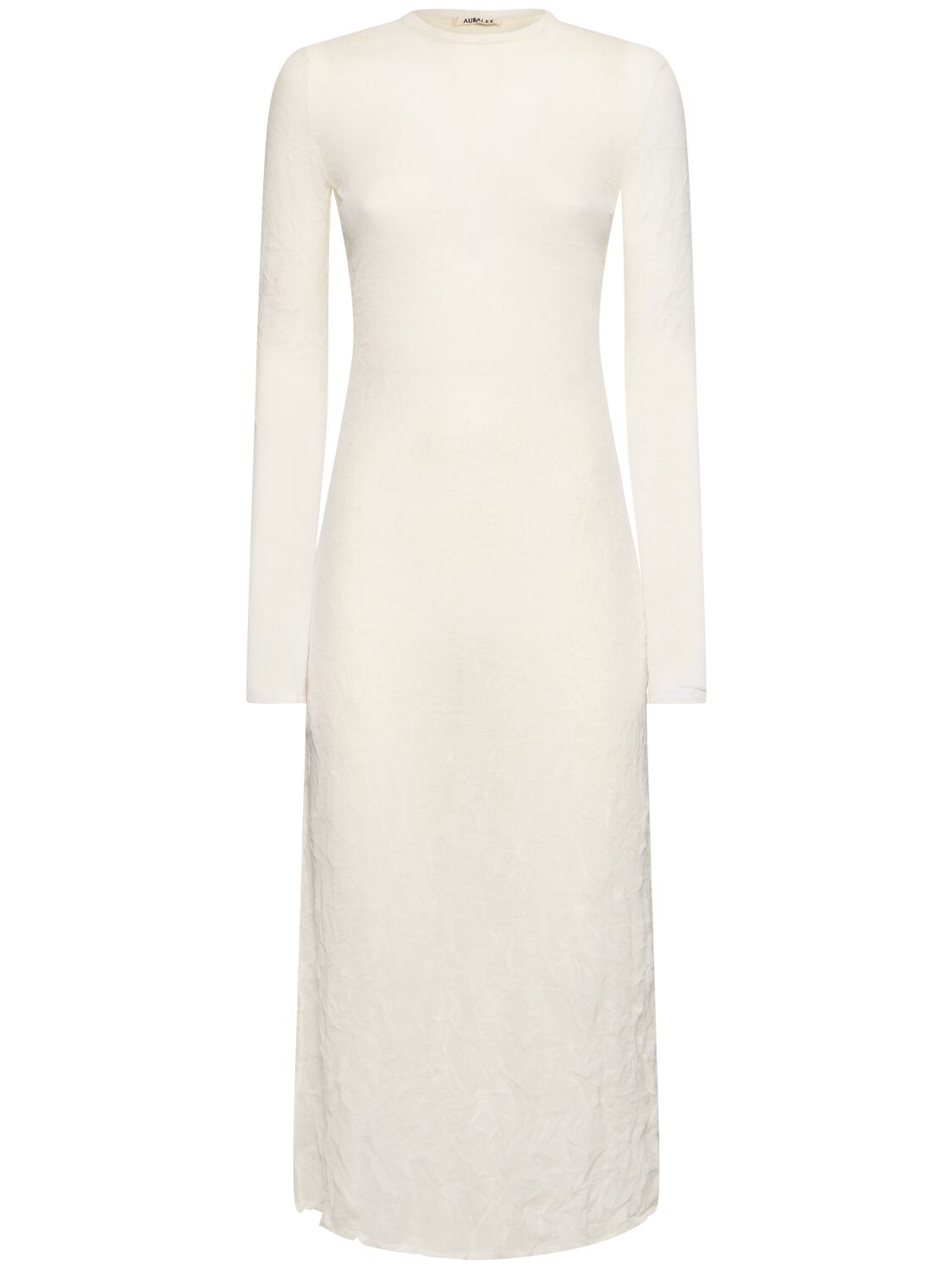 Wrinkled Wool Knit Maxi Dress