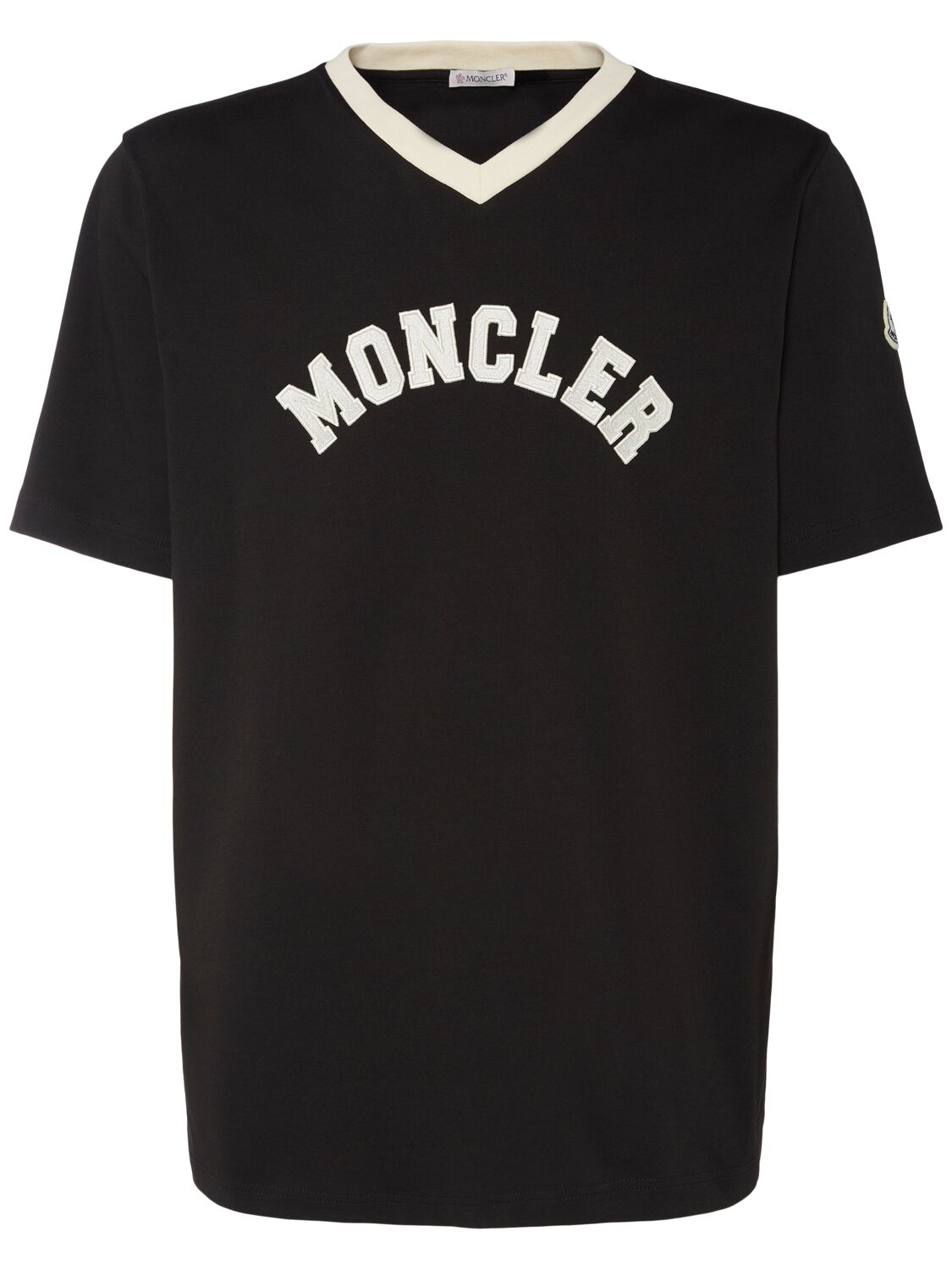 Logo Heavy Cotton V-neck T-shirt - MONCLER - Modalova