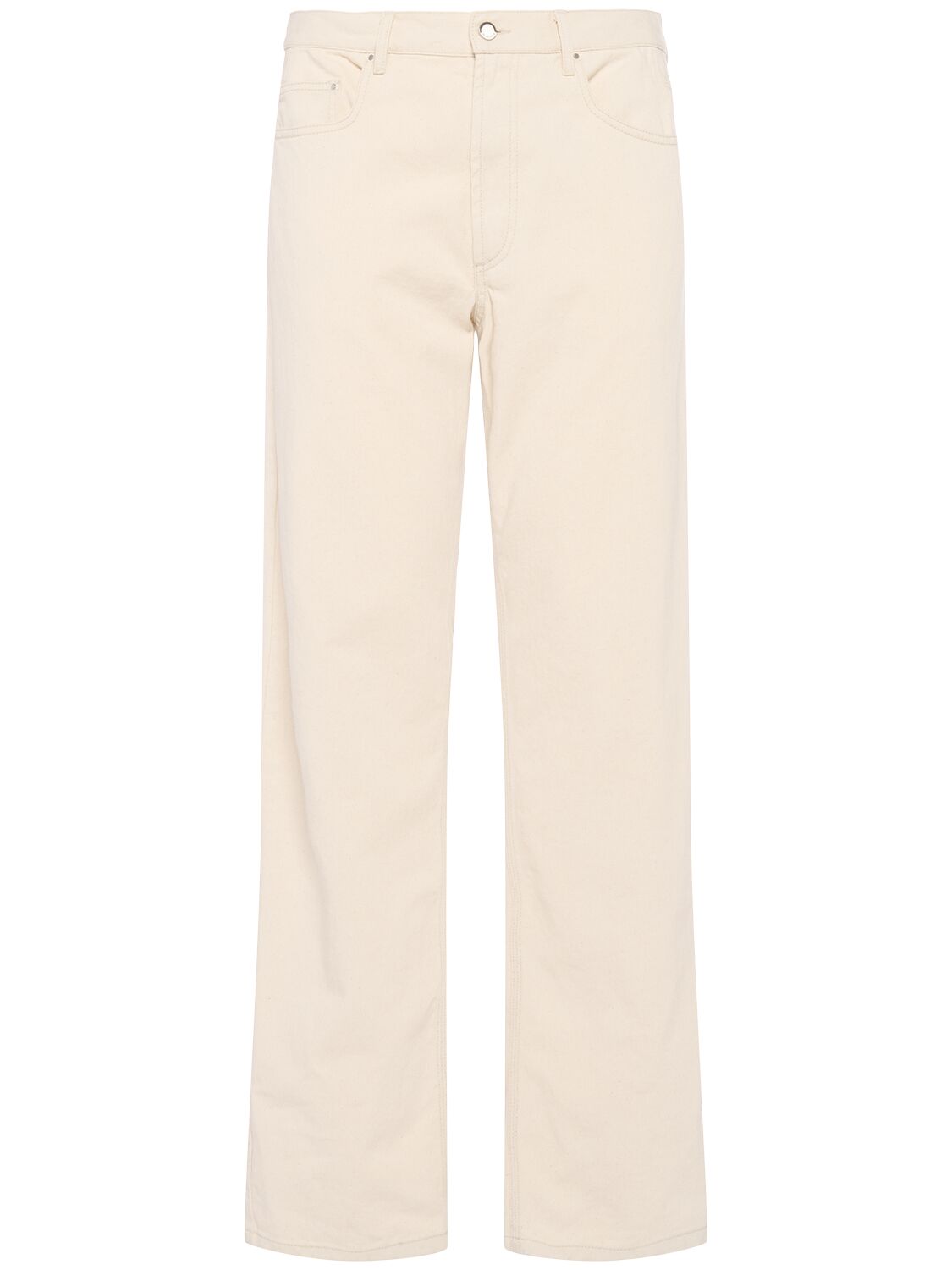 Cotton Denim Straight Jeans - MONCLER - Modalova