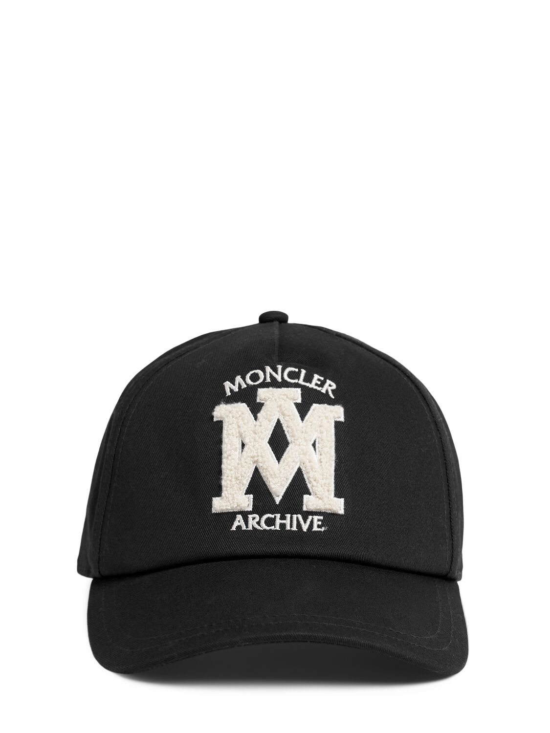 Moncler Logo Cotton Gabardine Baseball Cap In Black