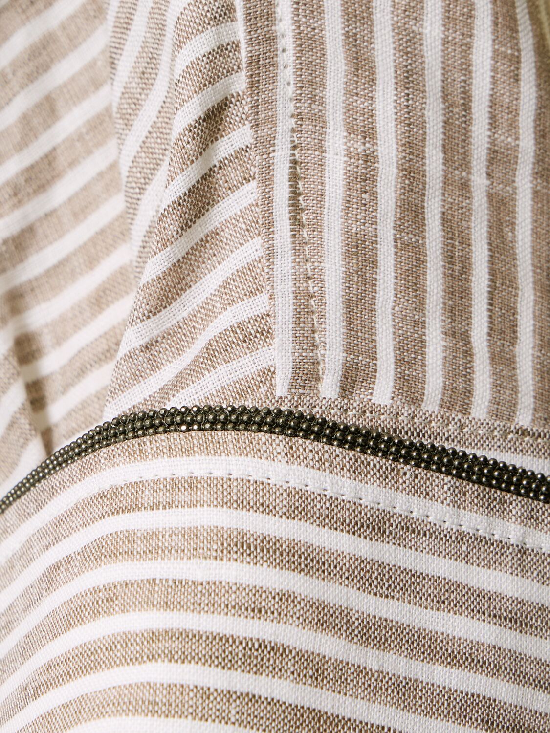 Brunello Cucinelli Striped Linen Shirt In Neutral