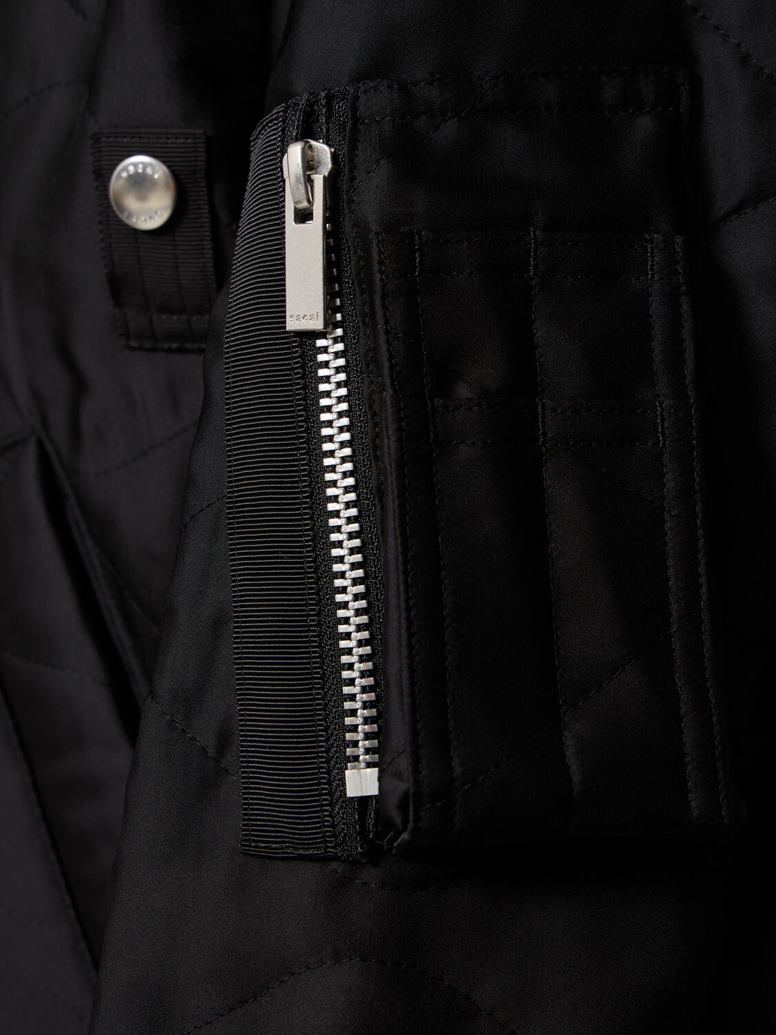 Shop Sacai Quilted Satin Bomber Jacket