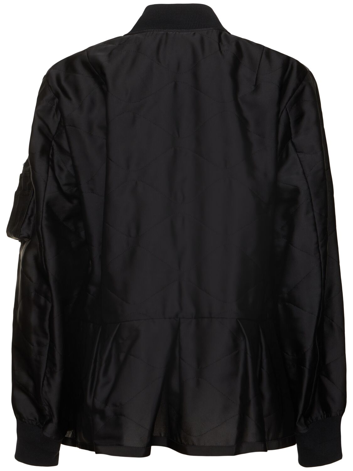 Shop Sacai Quilted Satin Bomber Jacket