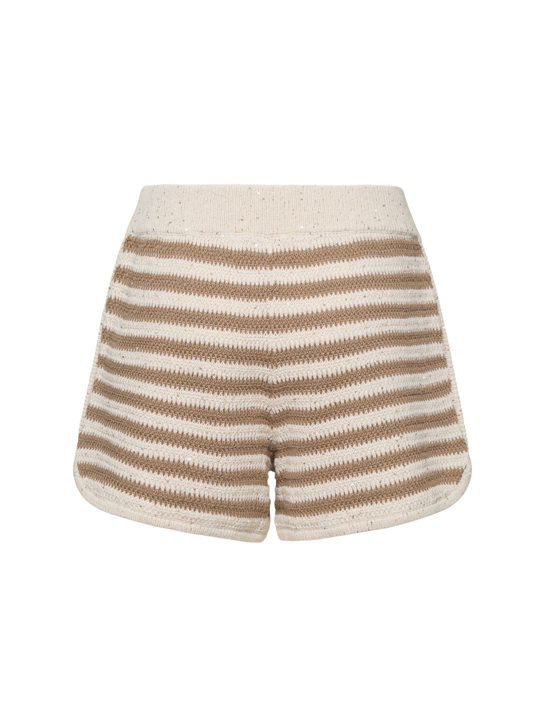 Brunello Cucinelli Striped Cotton Blend Shorts In Green