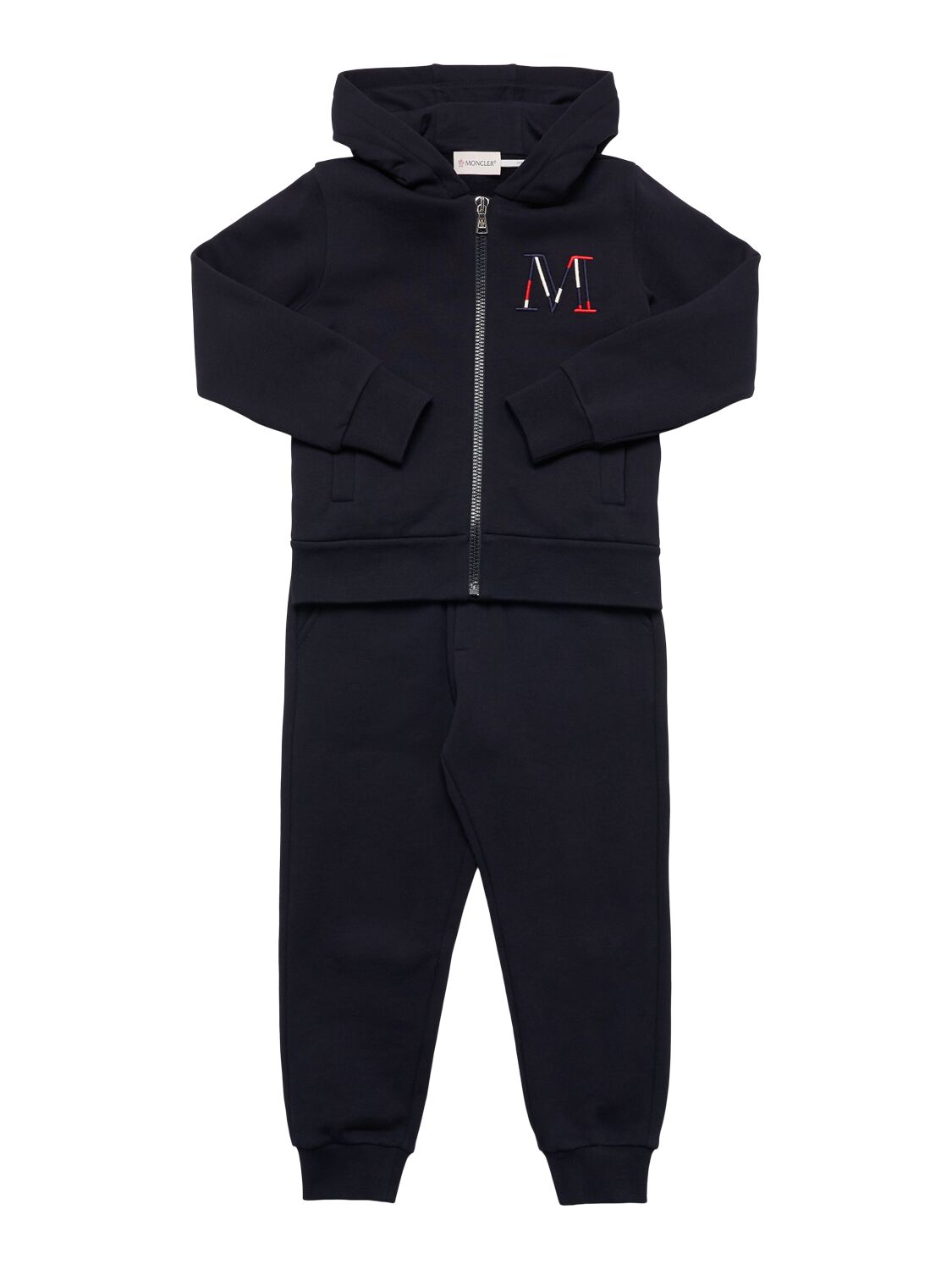 Moncler Babies' Embroidered Logo Cotton Tracksuit In Black
