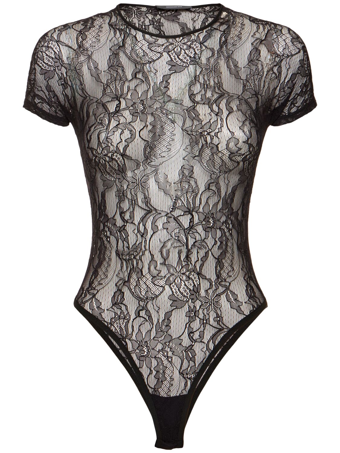 Wardrobe.nyc Lace Cap Sleeve Nylon Bodysuit