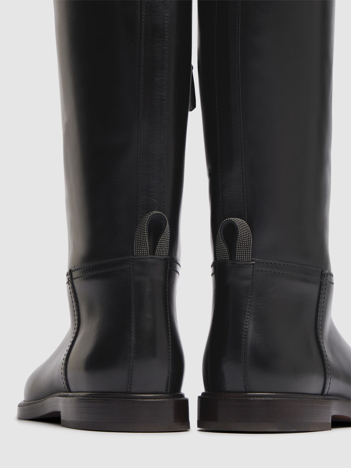 Brunello Cucinelli 20mm Leather Riding Boots In Gold