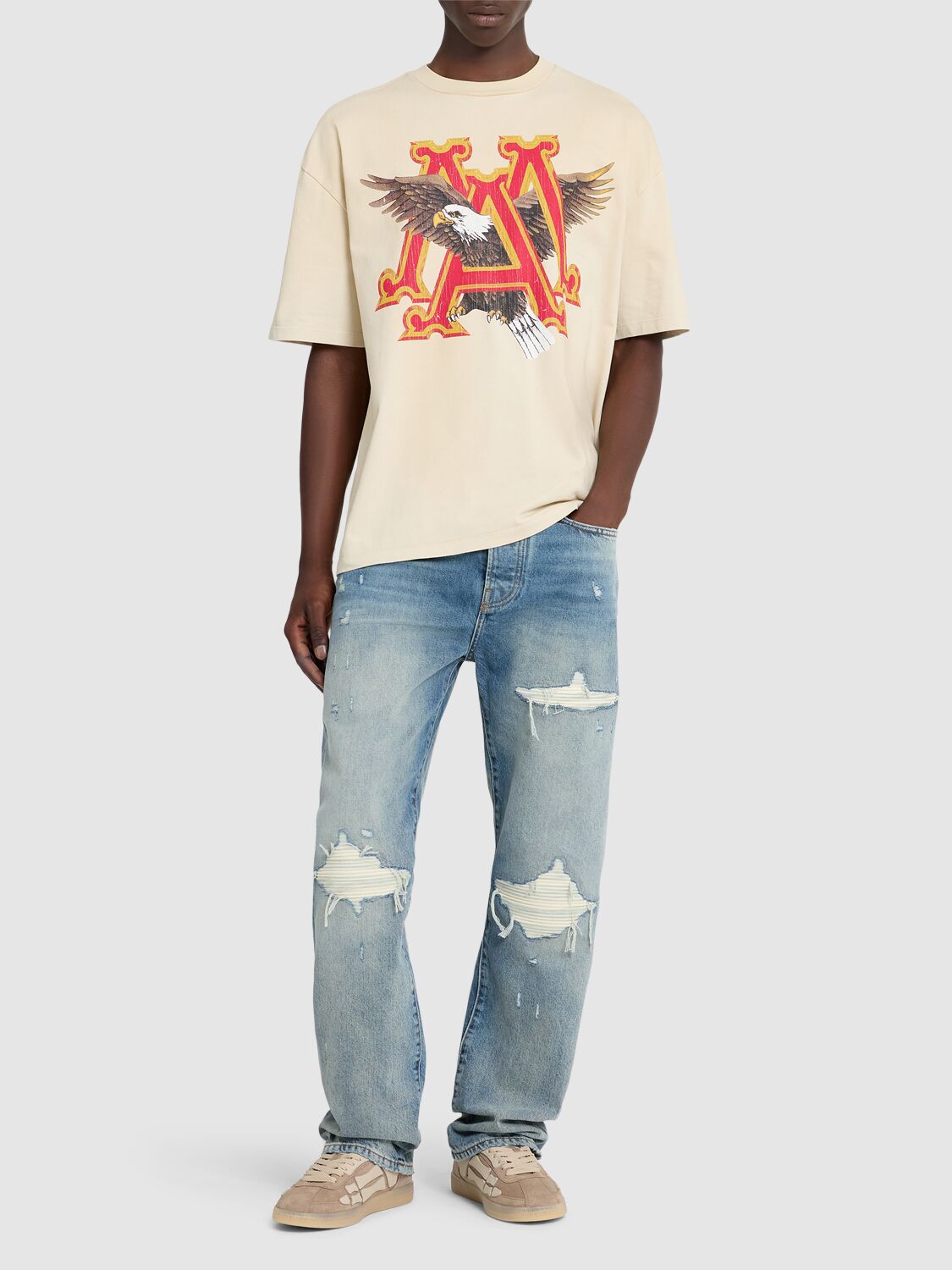 Amiri Straight Leg Mid-rise Distressed Trousers