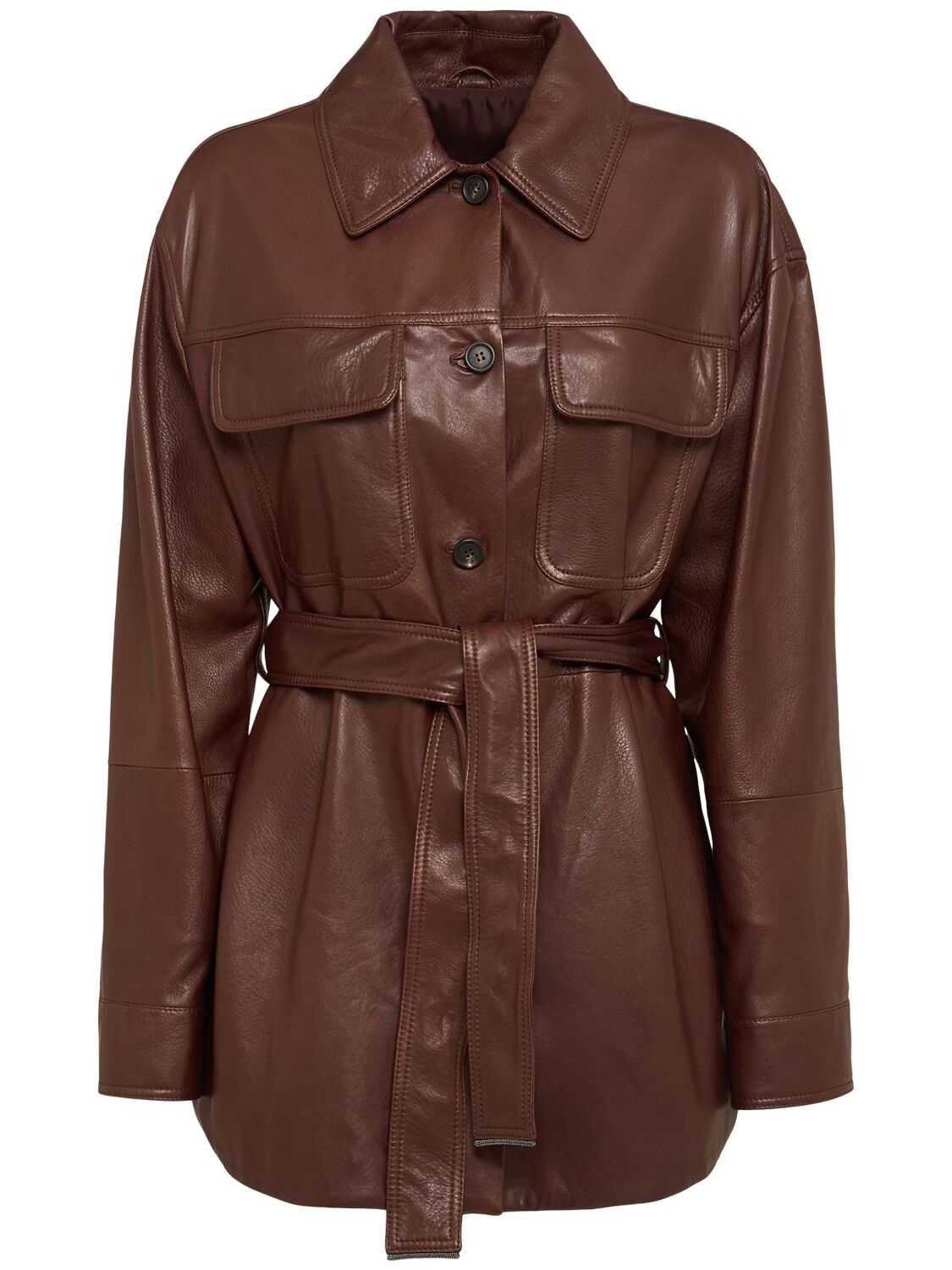 Veste En Cuir Souple - BRUNELLO CUCINELLI - Modalova