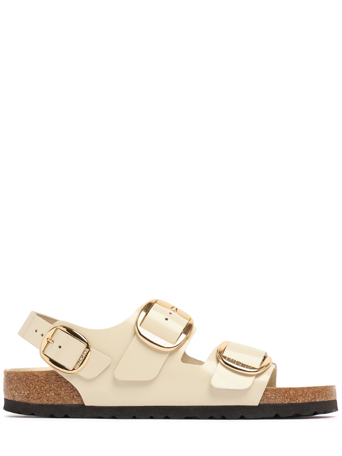 Birkenstock Milano Big Buckle Patent Leather Sandals In Neutral