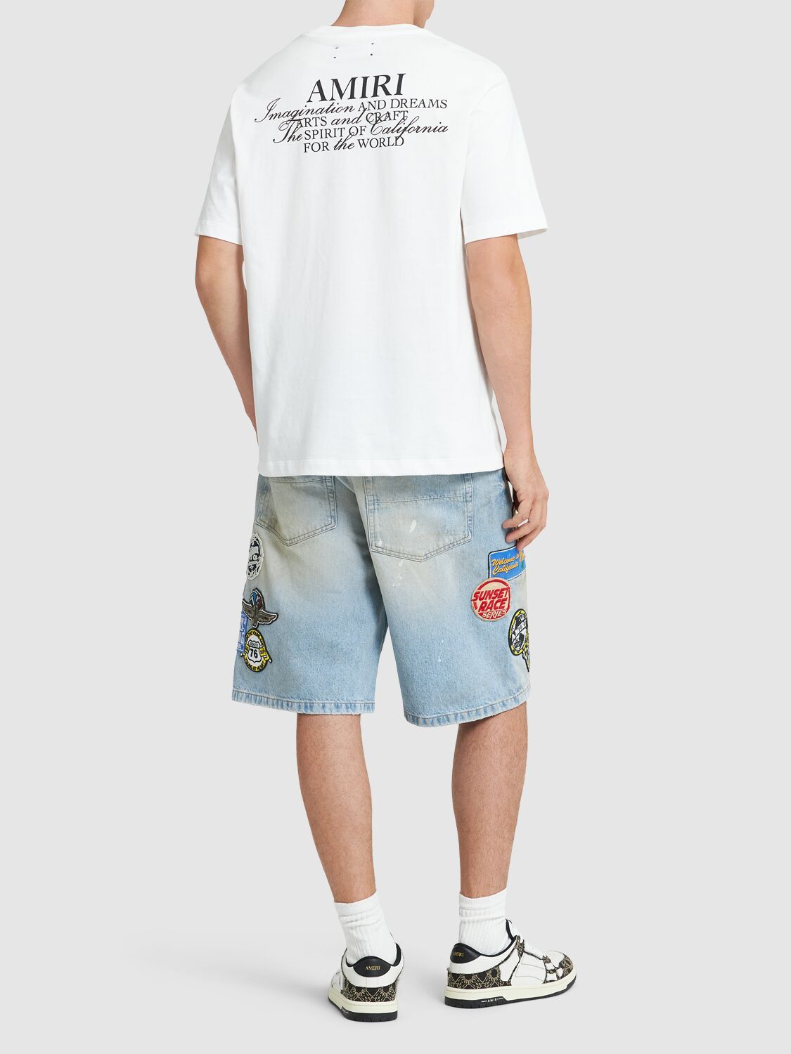 Amiri Black Crewneck T-shirt With Logo Lettering On Front And Rear