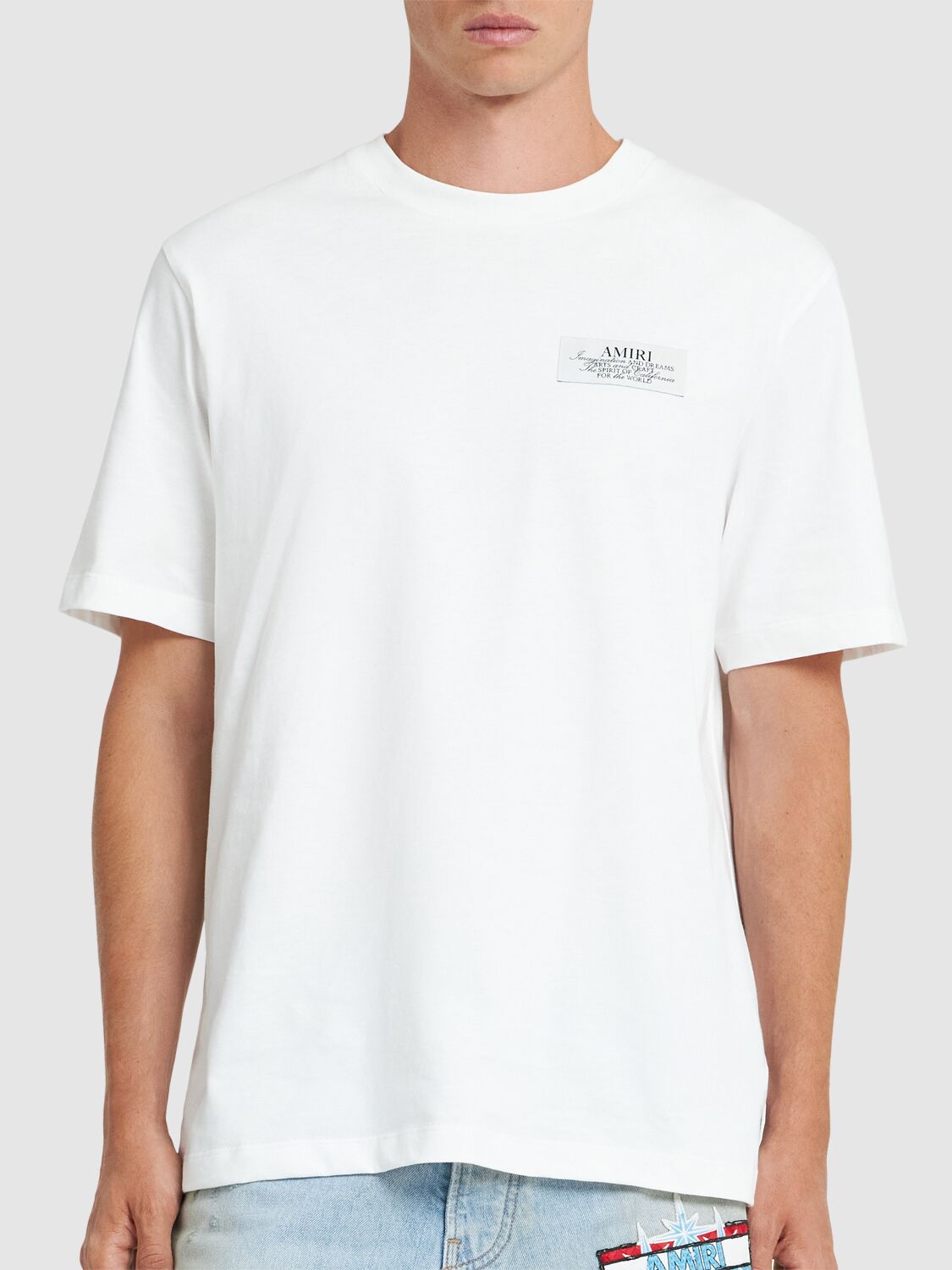 Amiri Black Crewneck T-shirt With Logo Lettering On Front And Rear