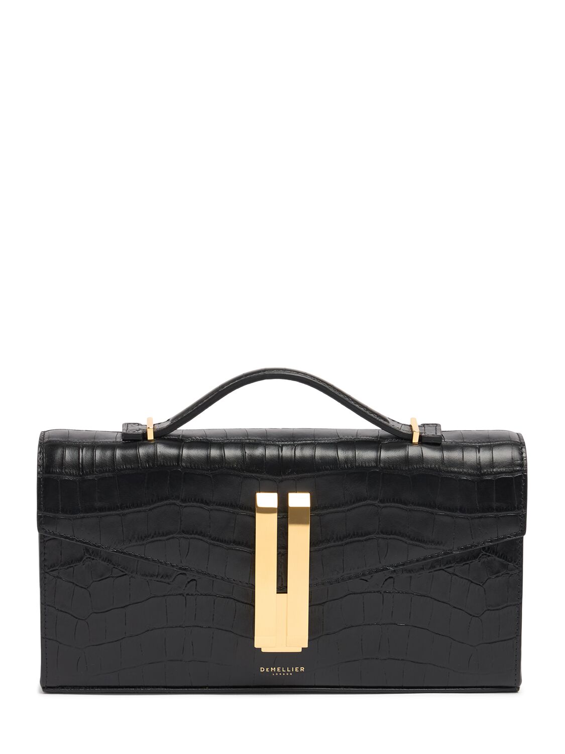 Demellier Vancouver Croc Embossed Leather Clutch