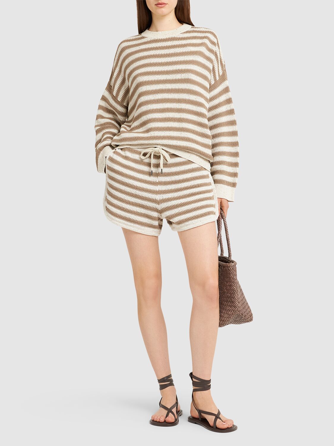 Brunello Cucinelli Cotton Blend Sweater In Neutral