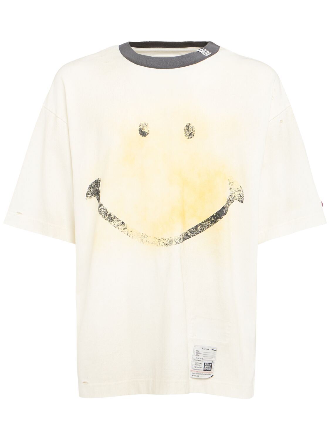 T-shirt Distressed Con Stampa Smiley Face