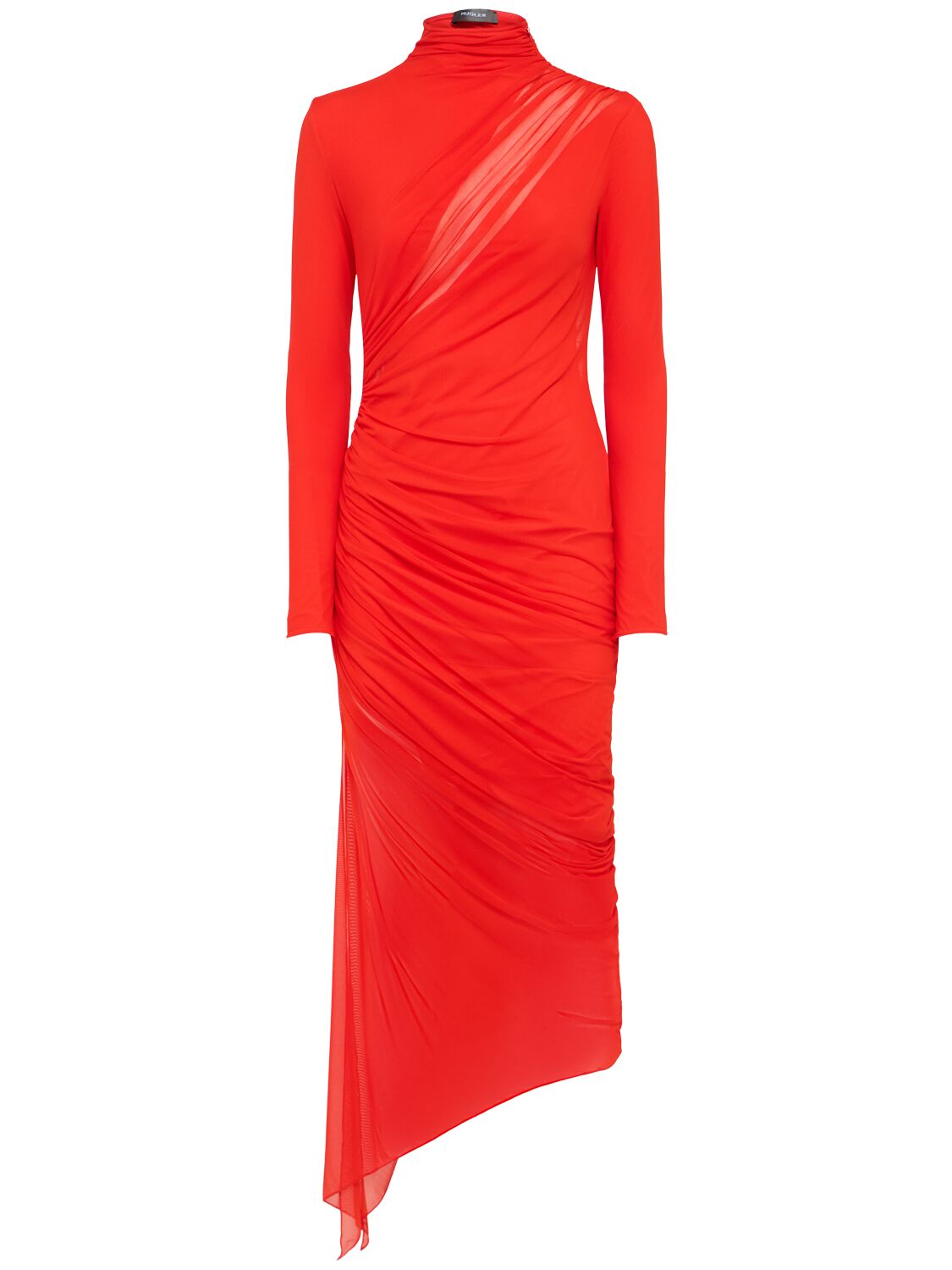Robe Mi-longue En Mesh À Manches Longues - MUGLER - Modalova
