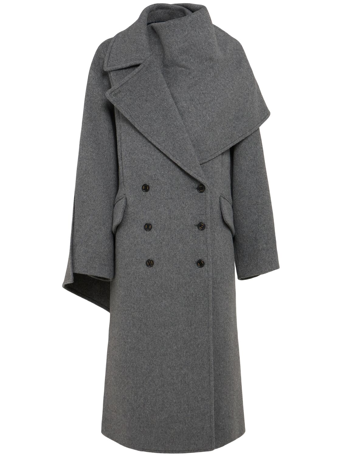 Eenk Scarf Embellished Wool Blend Long Coat