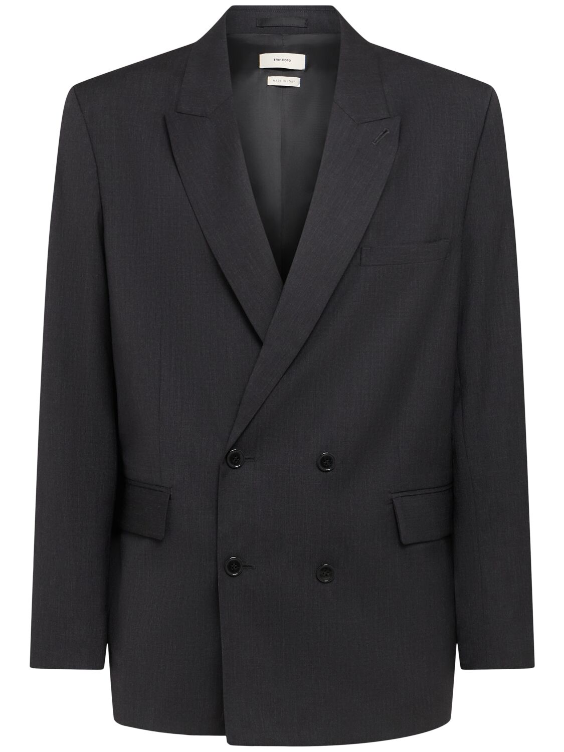 Double Breasted Wool Twill Blazer - THE CORE - Modalova