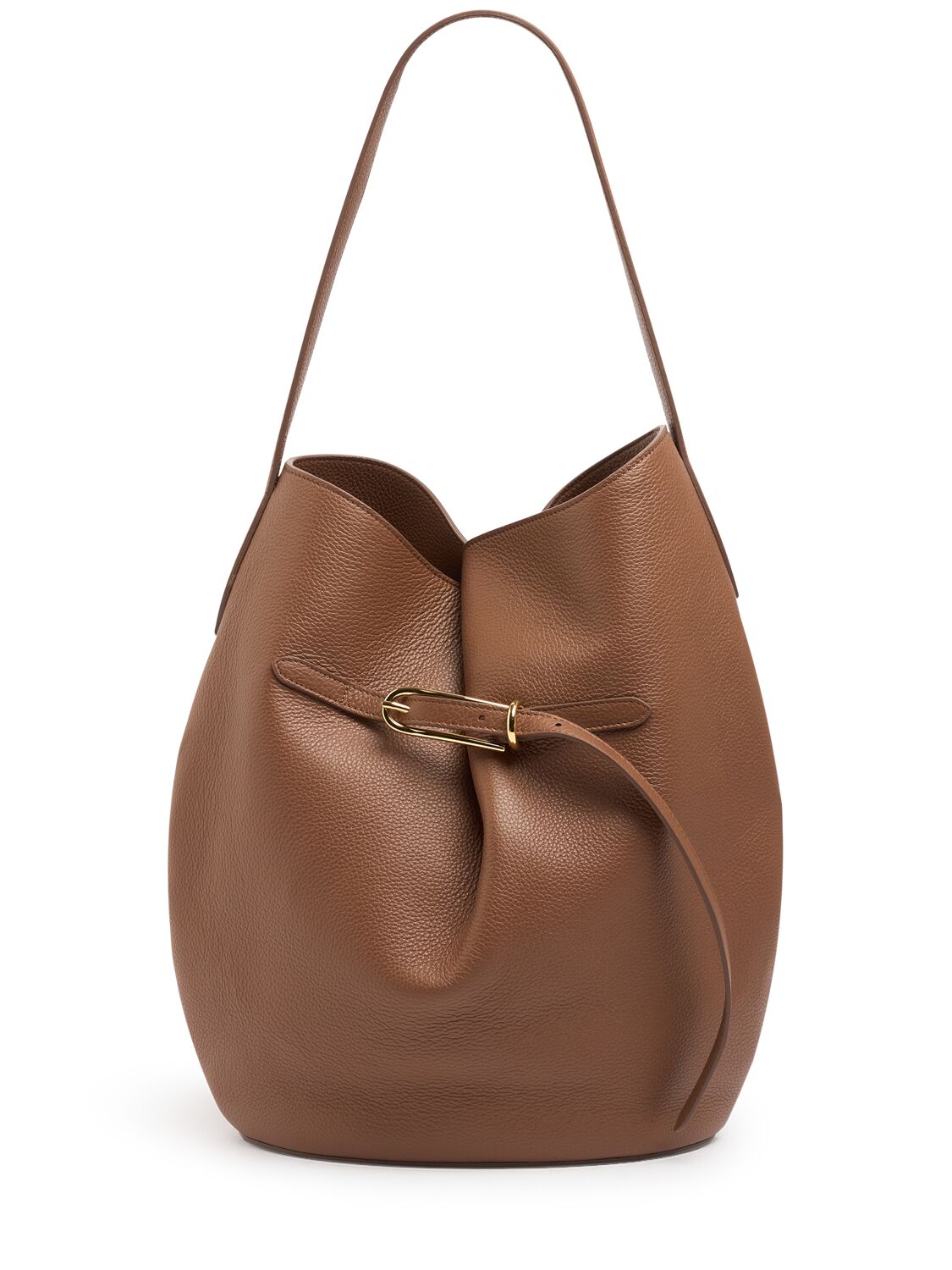 Large Belted Bucket Grain Tote Bag