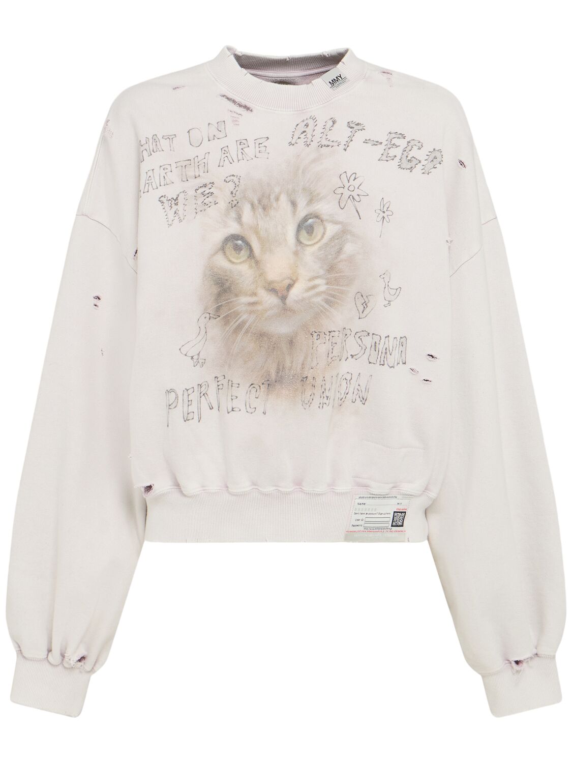 Sweat-shirt En Coton Imprimé Chat - MIHARA YASUHIRO - Modalova