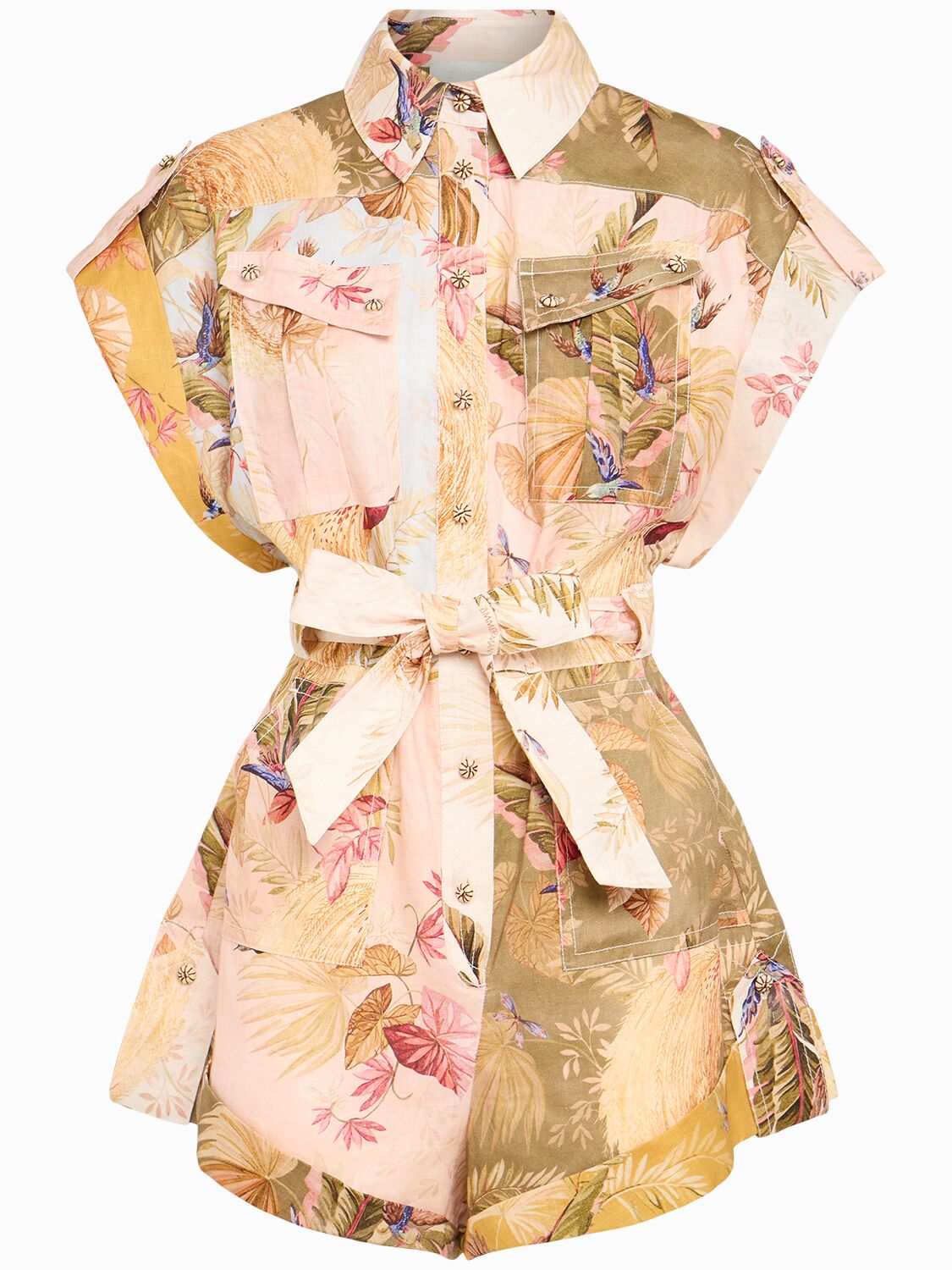 Zimmermann Ascension Cuffed Linen Playsuit