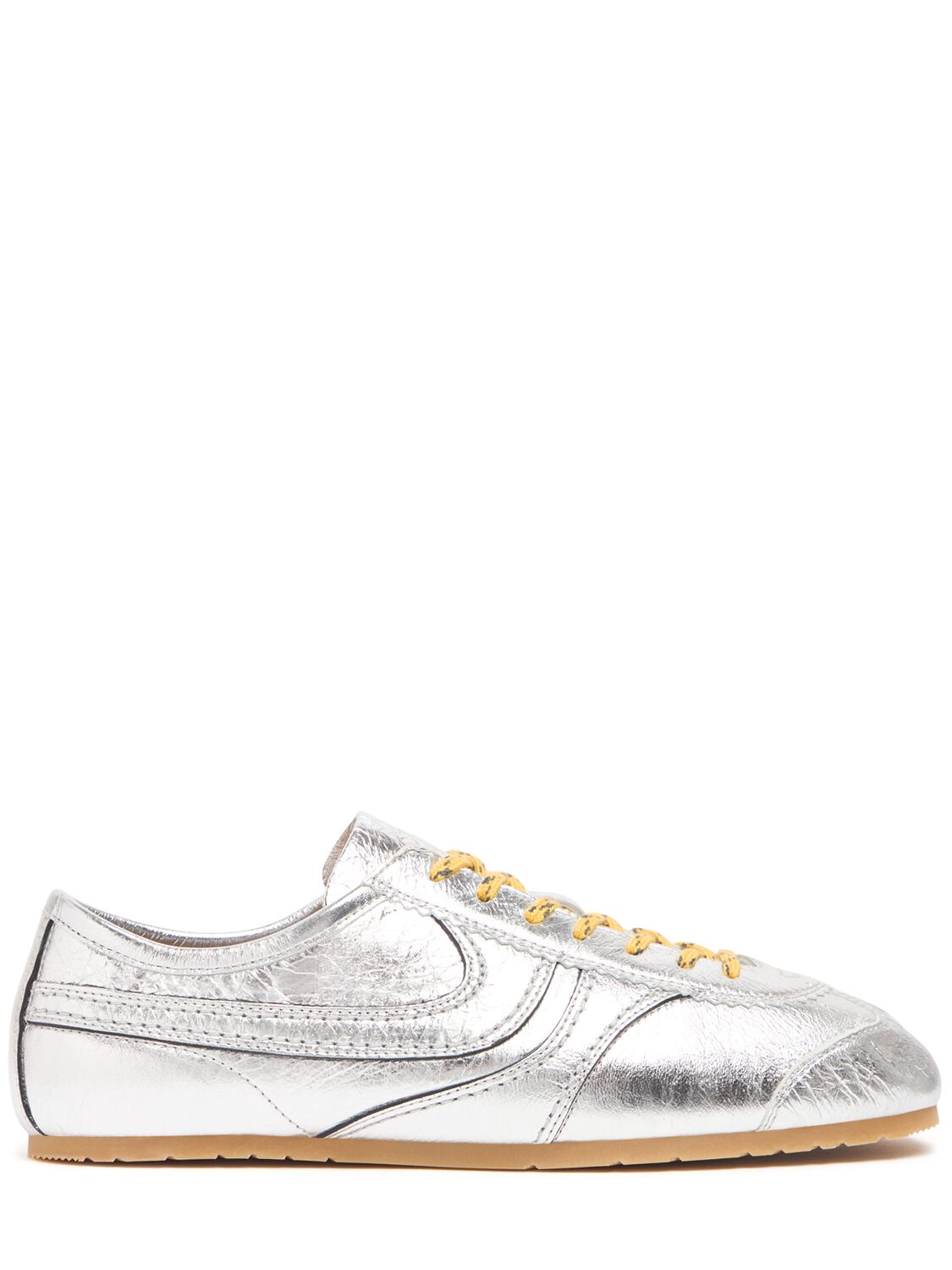 Metallic Leather Low Top Sneakers