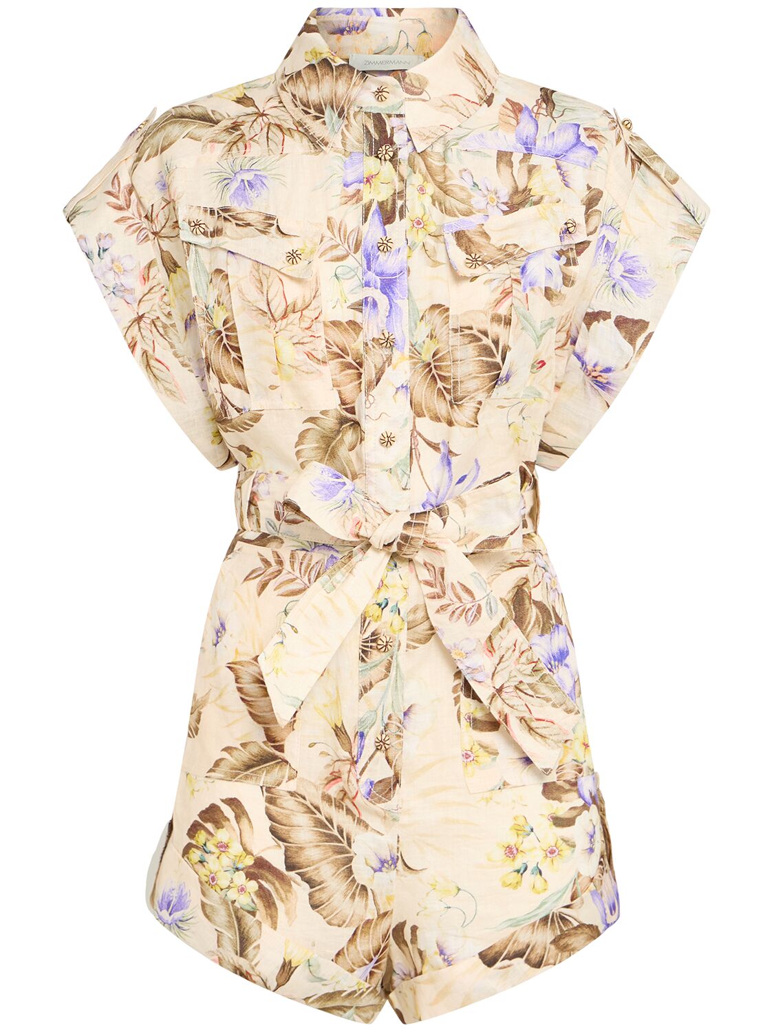 Coco Cuffed Linen Playsuit