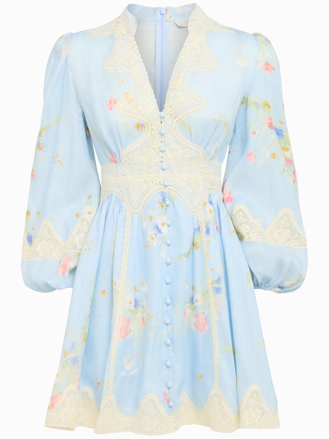 Lucky Linen & Lace Plunge Mini Dress - ZIMMERMANN - Modalova