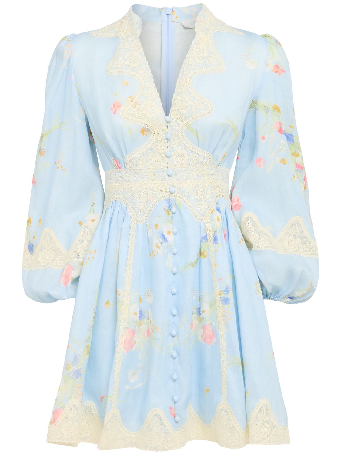 Lucky Linen & Lace Plunge Mini Dress - ZIMMERMANN - Modalova