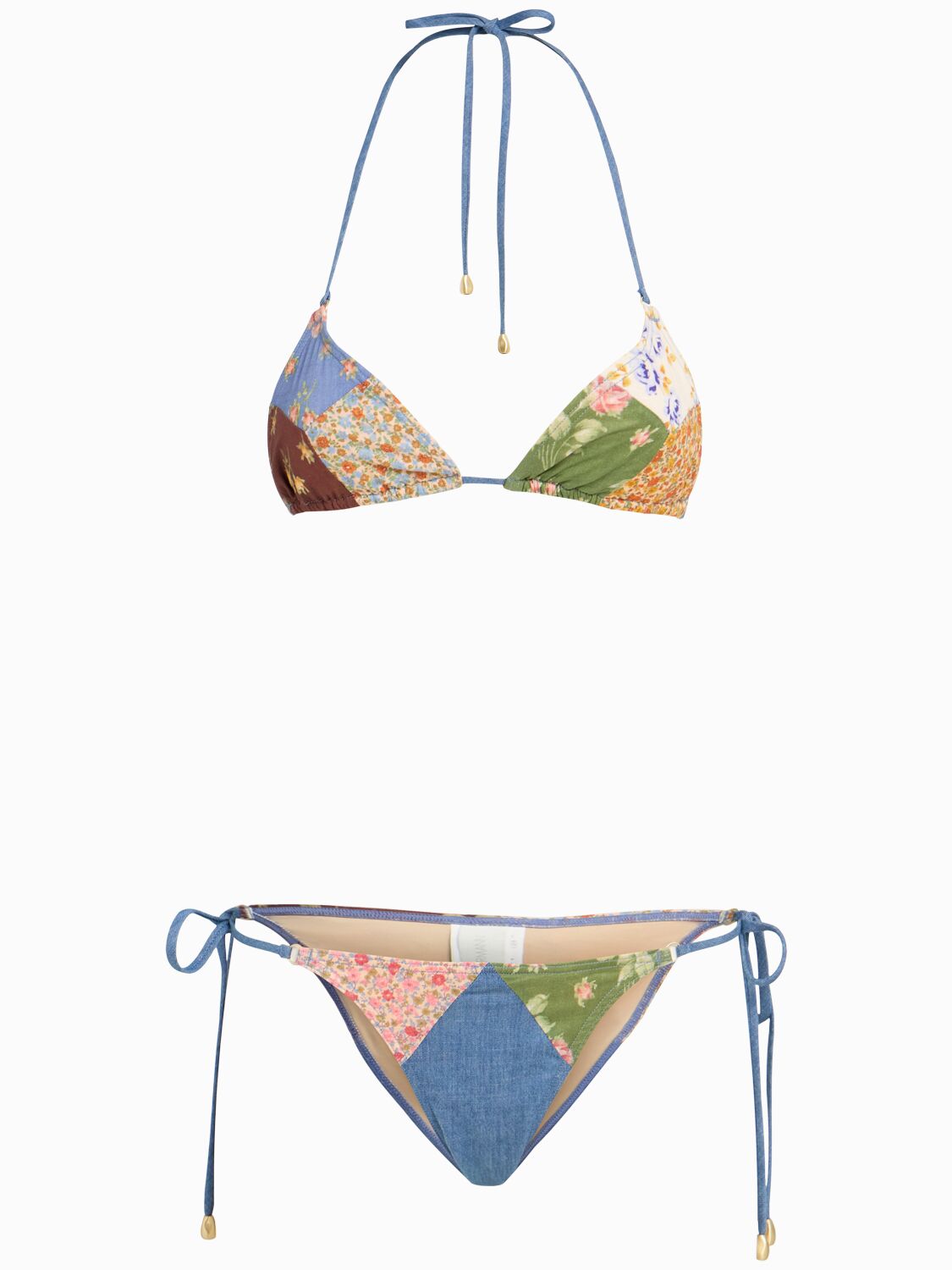 Zimmermann Lucky Mini Cotton Triangle Bikini In Multi