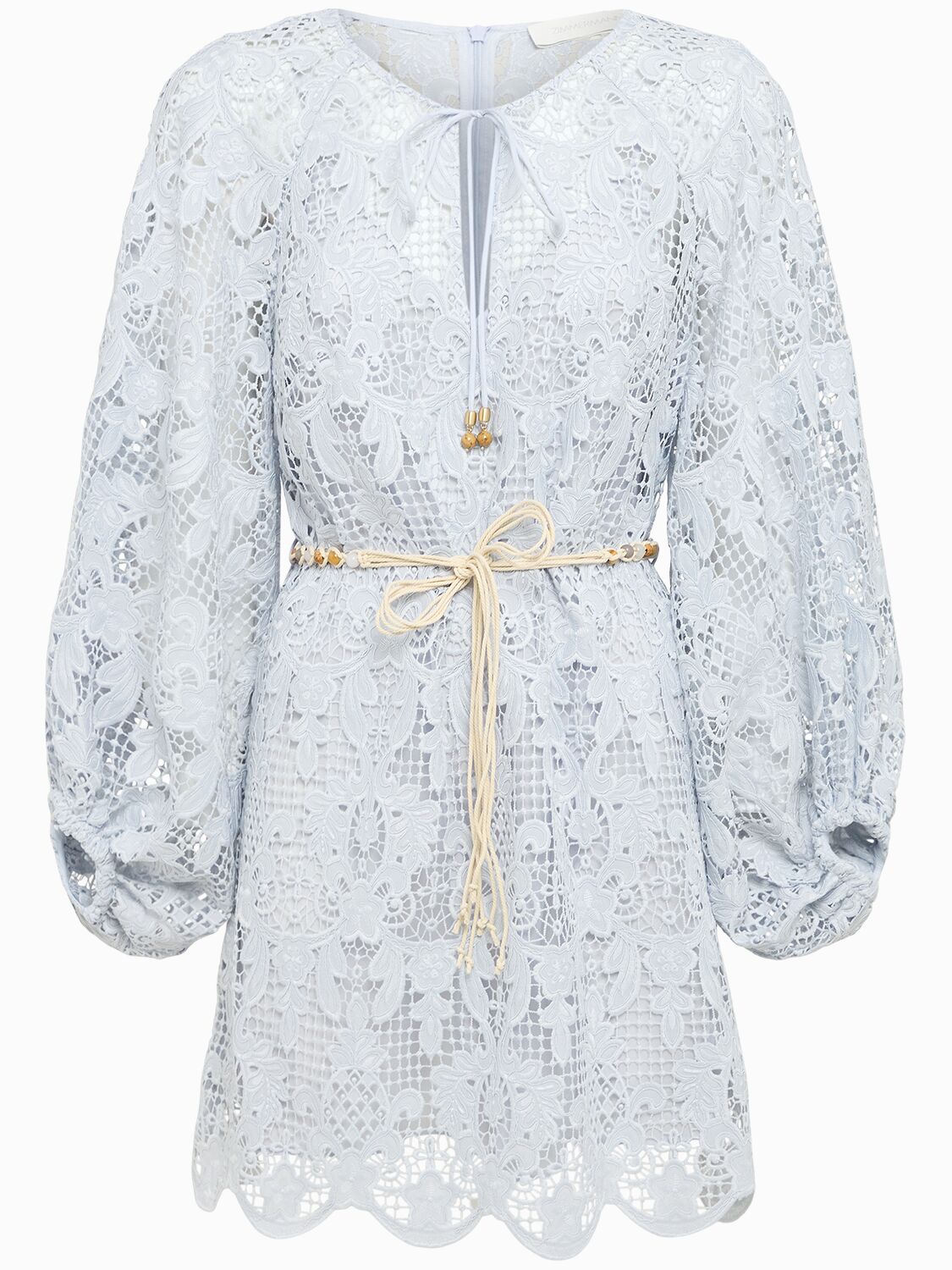 Zimmermann Ascension Lace Mini Dress W/ Belt