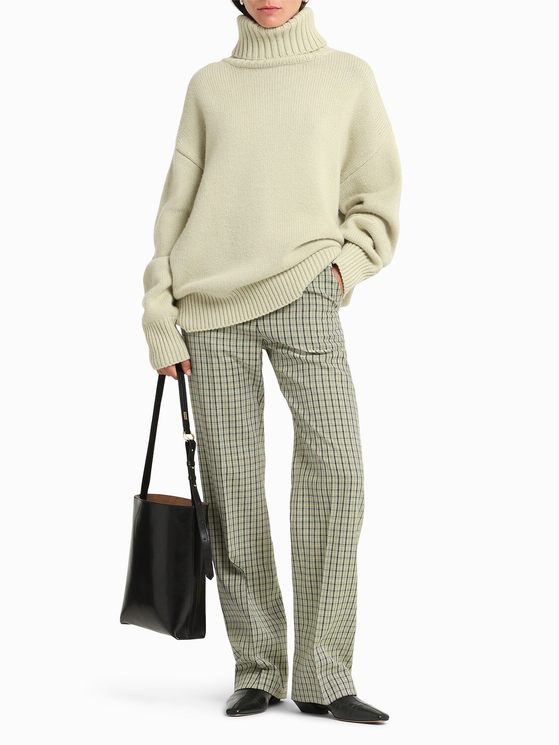 Eenk Check Wool Blend Straight Pants