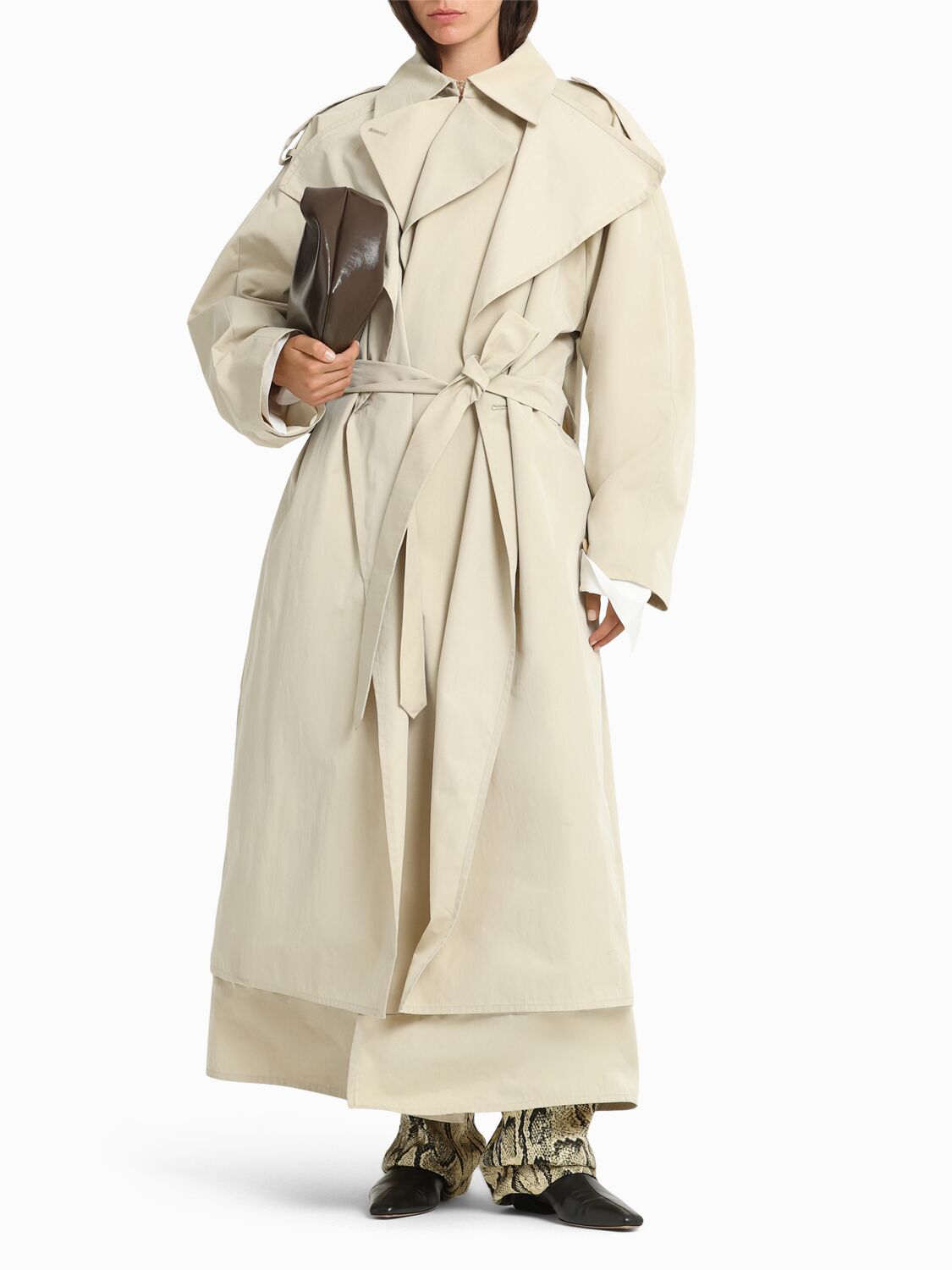 Eenk Belted Cotton Blend Long Coat