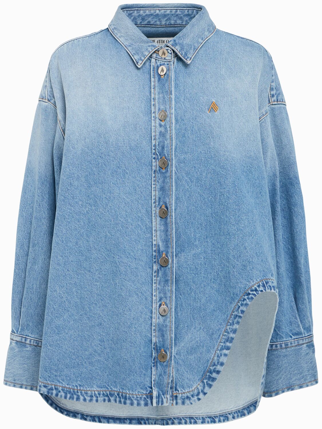 Attico Washed Denim Shirt In Blue