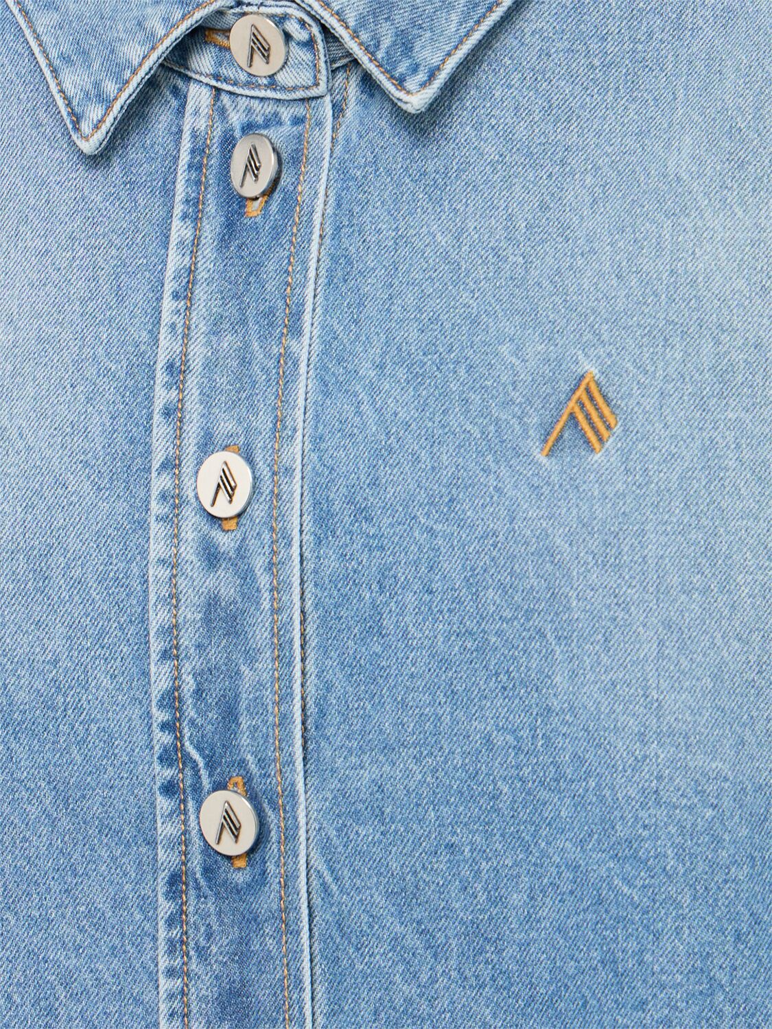 Attico Washed Denim Shirt In Blue