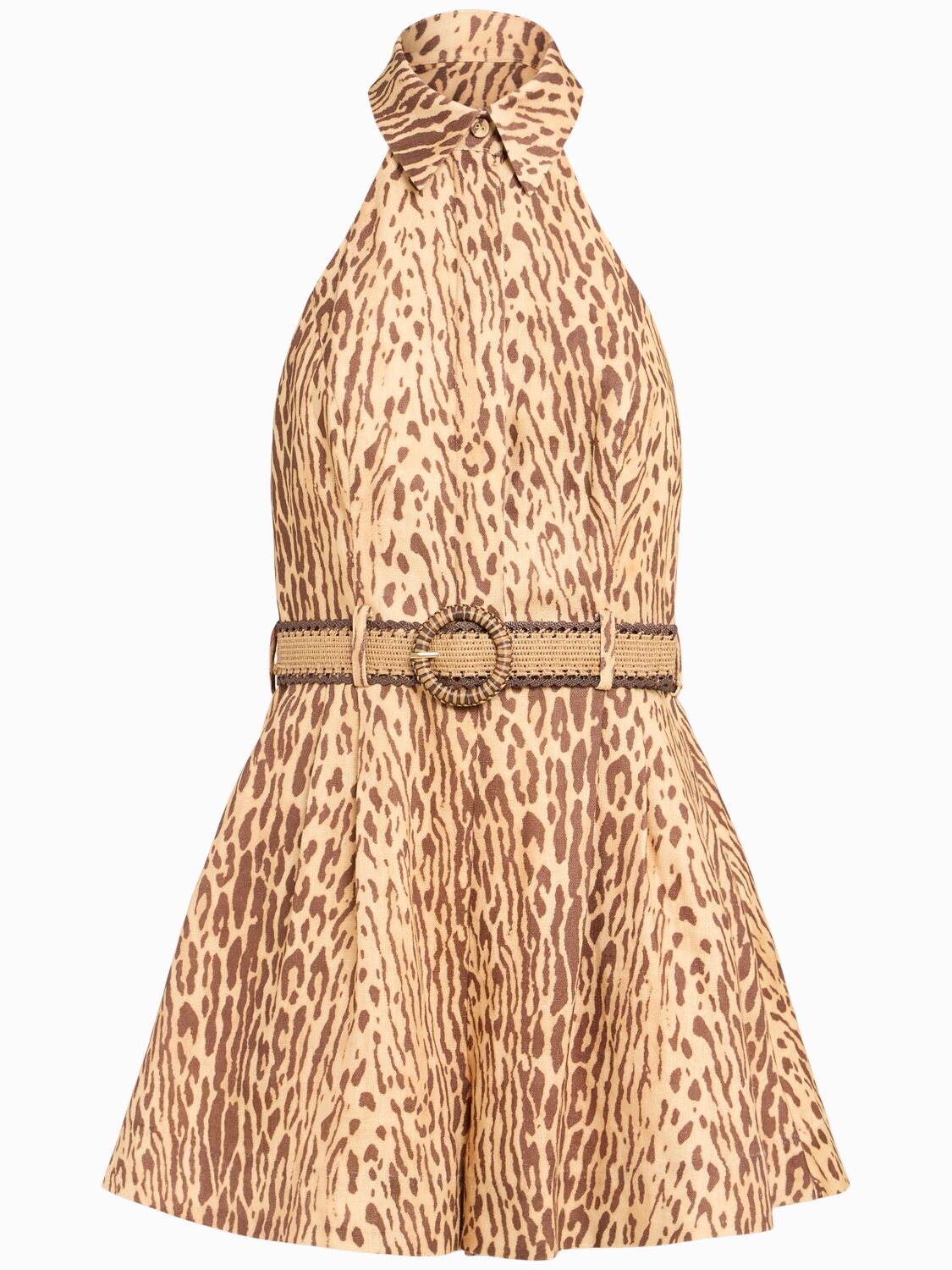 Zimmermann Cascadian Halter Neck Linen Playsuit