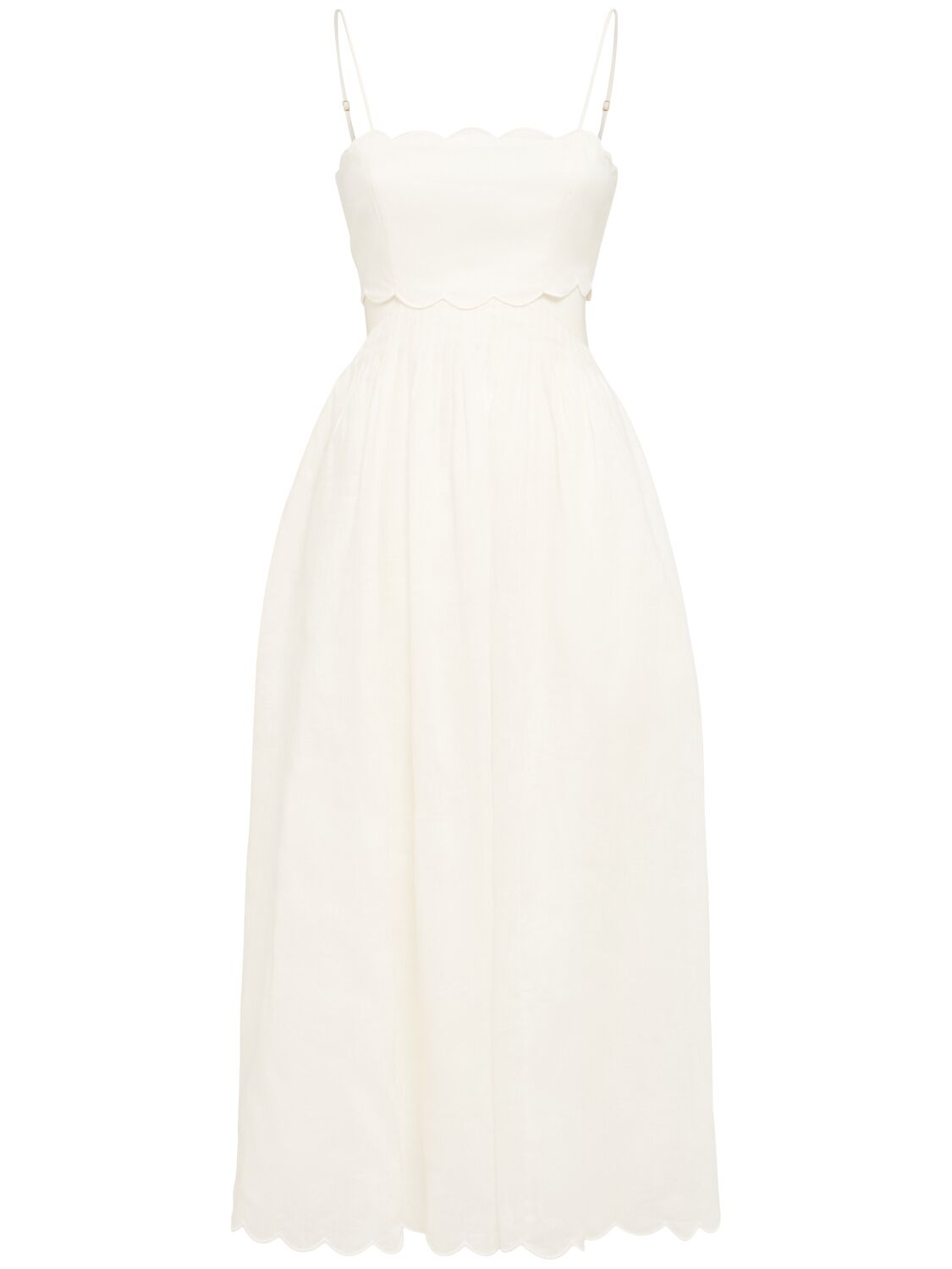 Rhiannon Scalloped Linen Midi Dress - ZIMMERMANN - Modalova